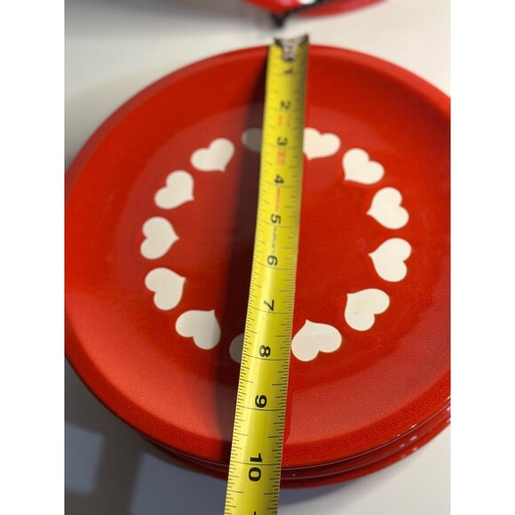 VTG Waechtersbach Red Heart Dinner Plates | Set of 6 Earthenware 10" White Heart - Picture 6 of 8